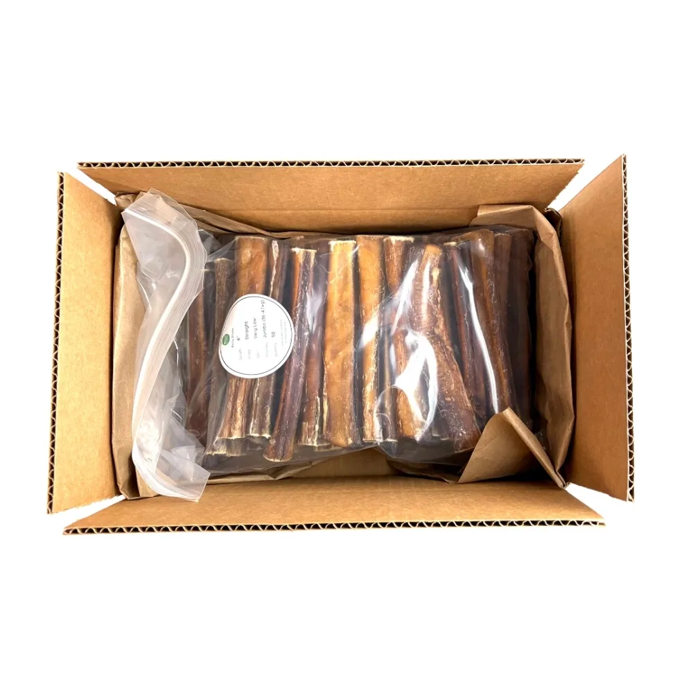 6" Bully Sticks | Jumbo (36-47+g) | Very Low Odor 5 6" straight bully sticks, jumbo, very low odor, packaged