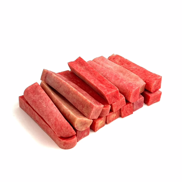 Strawberry Yak Chews in a stack