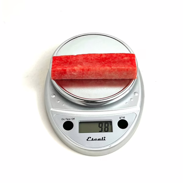 Strawberry Yak Chew on a scale