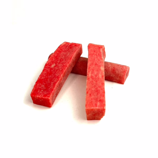 Strawberry Yak Chews in a small stack