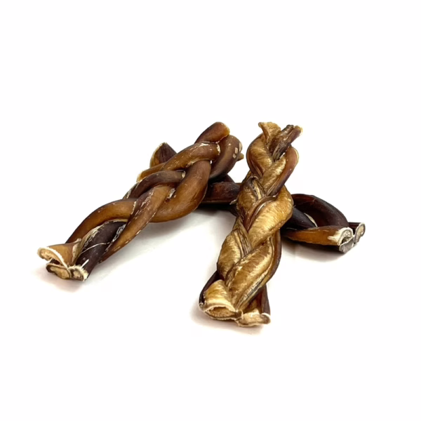 6" braided bully sticks, jumbo, low-medium odor, in a small stack