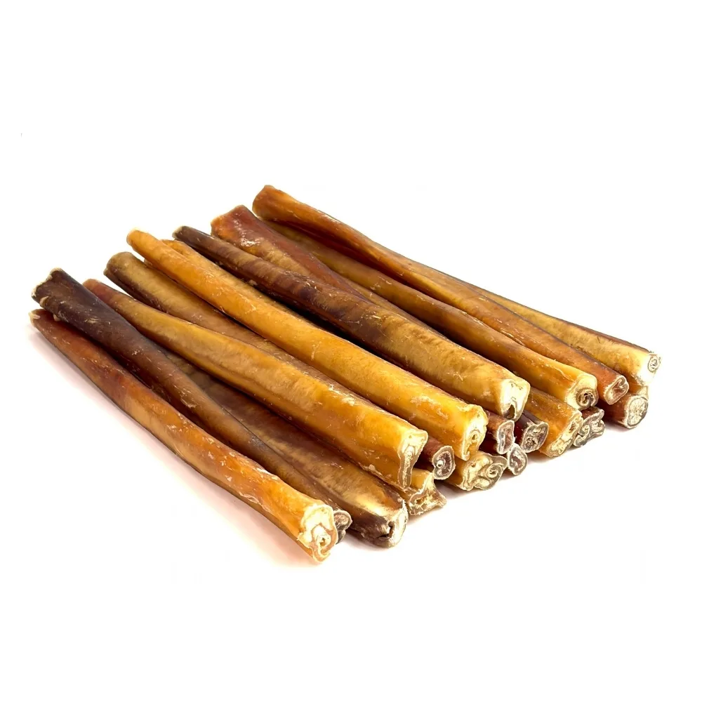 12" Bully Sticks | Extra Thick / Jumbo (71-89+g) | Low-Medium Odor 4 12" straight bully sticks, extra thick / jumbo, low-medium odor, in a large stack