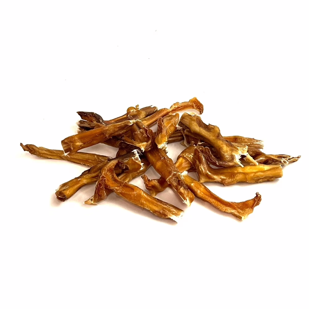 ~3"-5" Bully Stick Tips | Thin-Jumbo (~7-22g) | Very Low Odor 4 3"-5" bully stick tips, very low odor, in a large stack