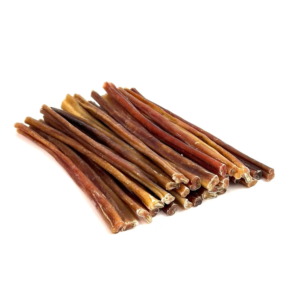 12" Bully Sticks | Mid (40-54g) | Low Odor 4 12" straight bully sticks, mid, low odor, large stack