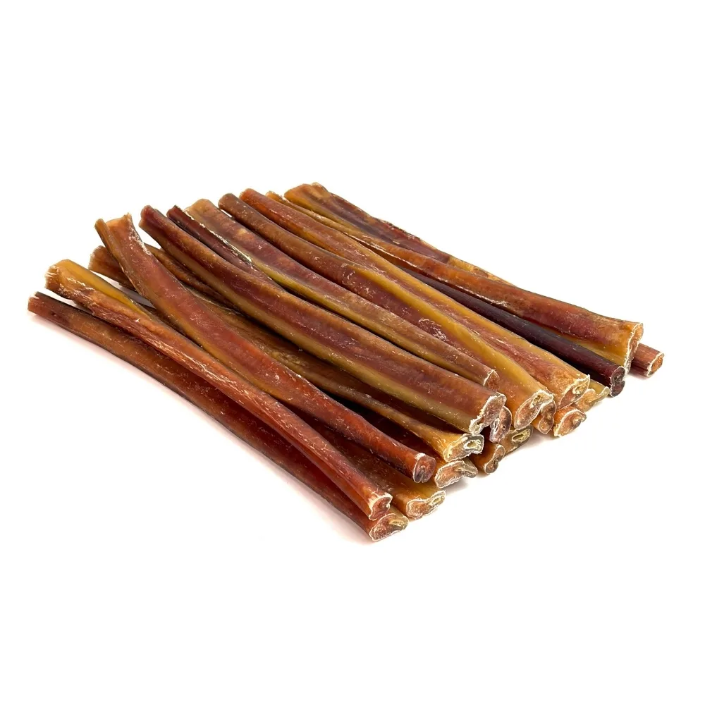 12" Bully Sticks | Thick (55-67g) | Low Odor 4 12" straight bully sticks, thick, low odor, large stack