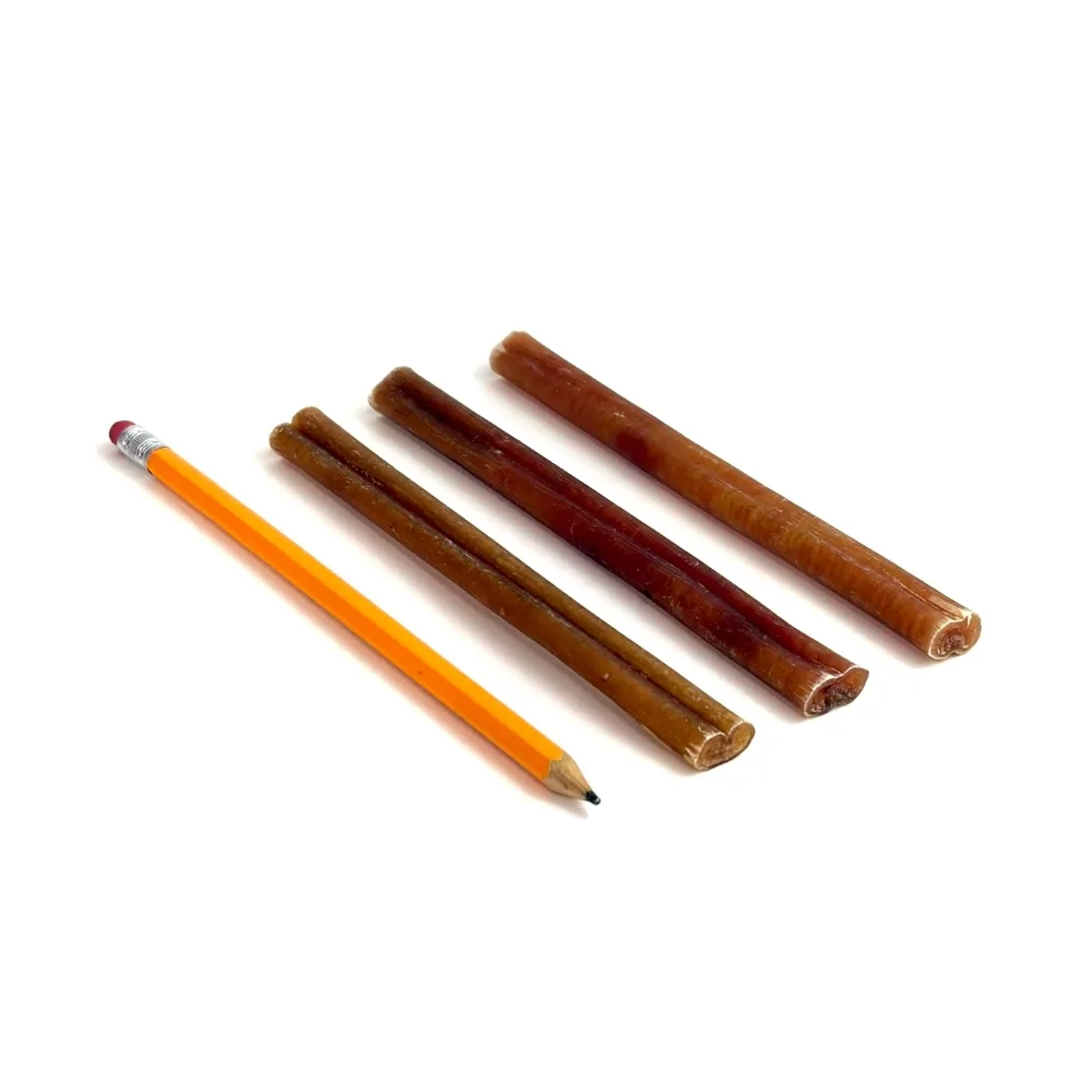 6-inch-bully-sticks-thin-mid-low-odor-pencil-m16 6" straight bully sticks, thin-mid, low odor, pencil